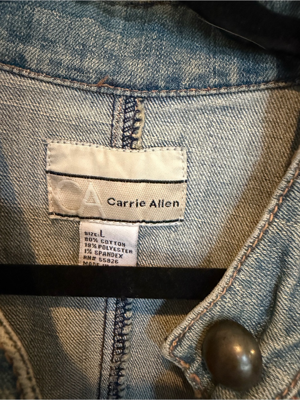 Vintage Funky Carrie Allen Artisan Embroidered Blue Jean Denim Jacket L - Picture 6 of 6